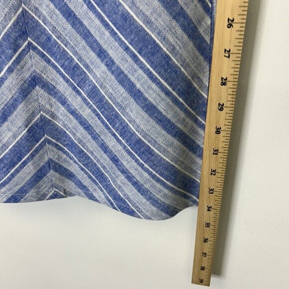 Draper James Blue Stripe Dress Women’s Size 4 Linen Sleeveless Coastal - Picture 7 of 10